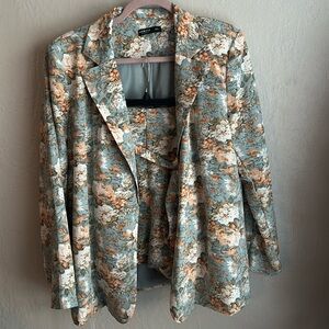 Womans shein brand OXL plus satin chiffon blazer and short set.